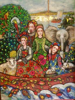 Historical Immigrants and Elephant by Marilene Sawaf